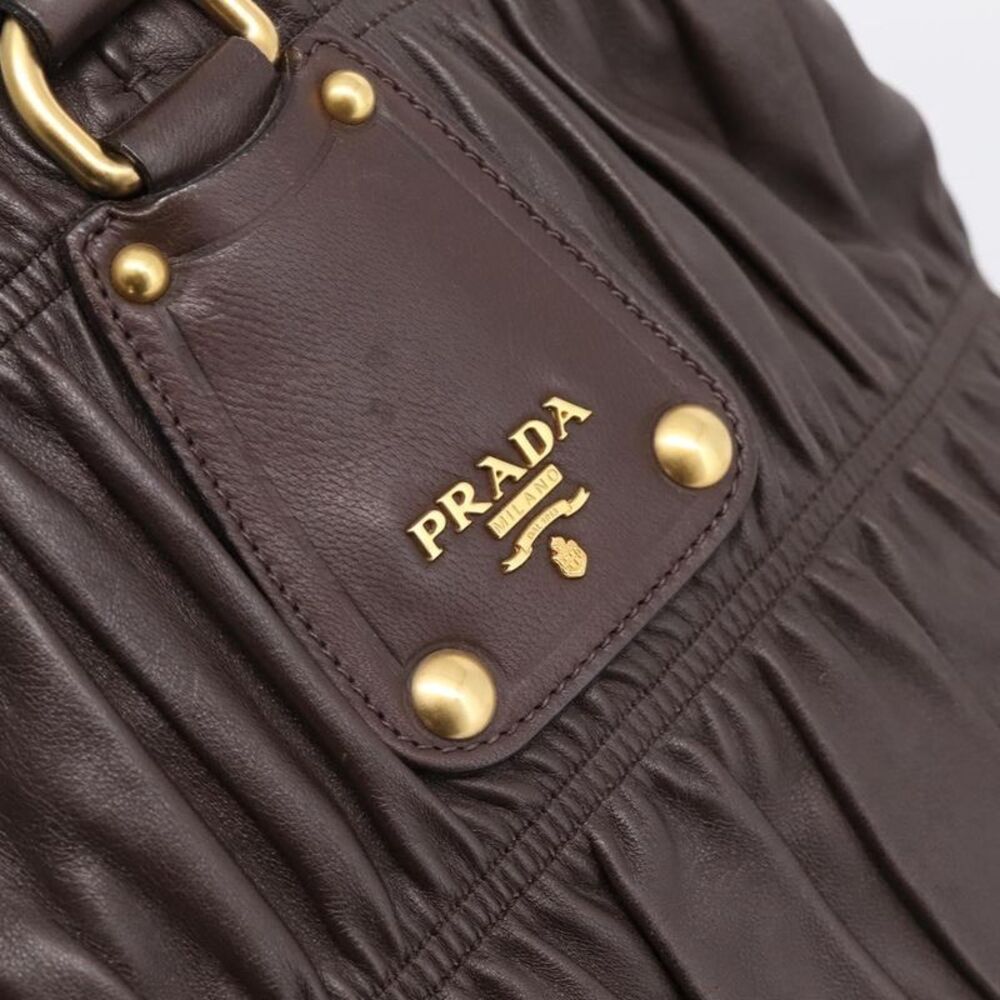 Prada Gaufre Nappa Leather Brown Leather Tote Bag Bag - Picture 14 of 16